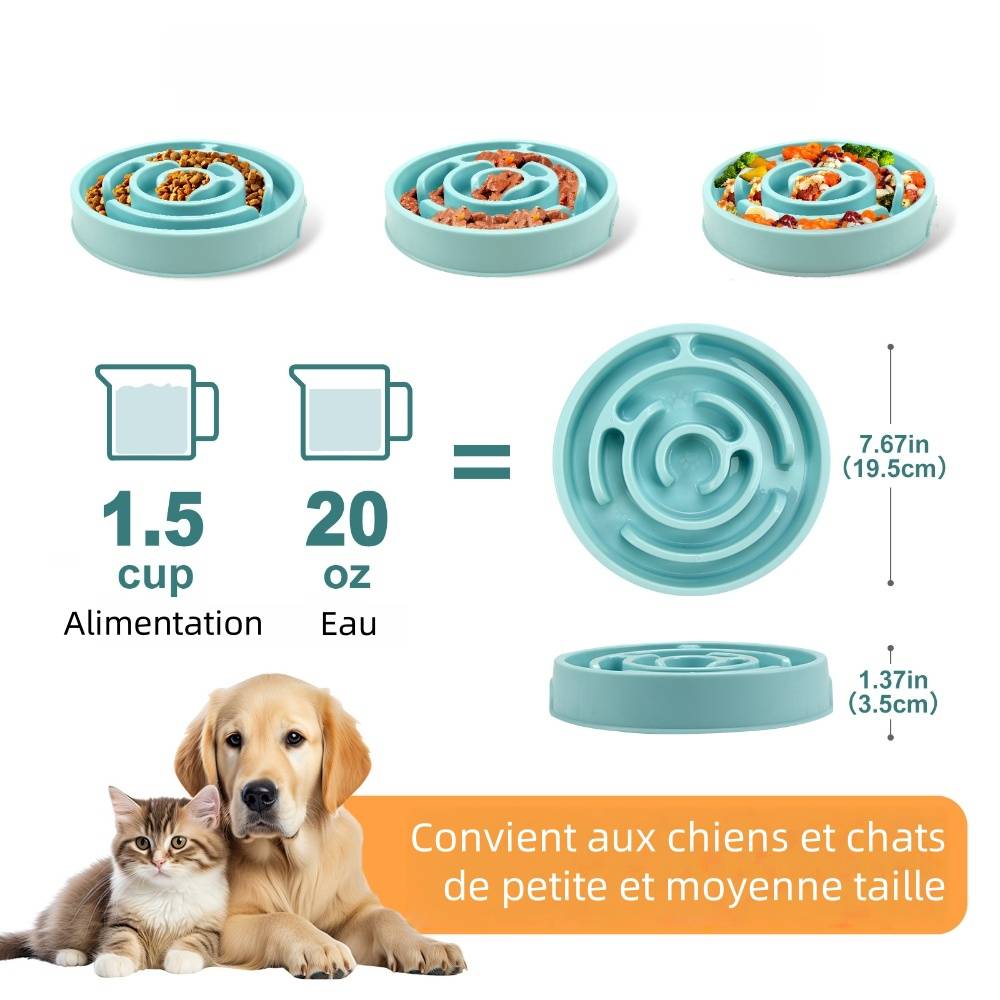 Mangeoire anti glouton pour chien et chat bleu - IntiMeg - Image 3