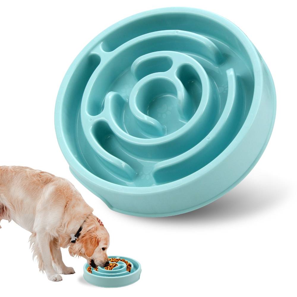 Mangeoire anti glouton pour chien et chat bleu - IntiMeg - Image 1