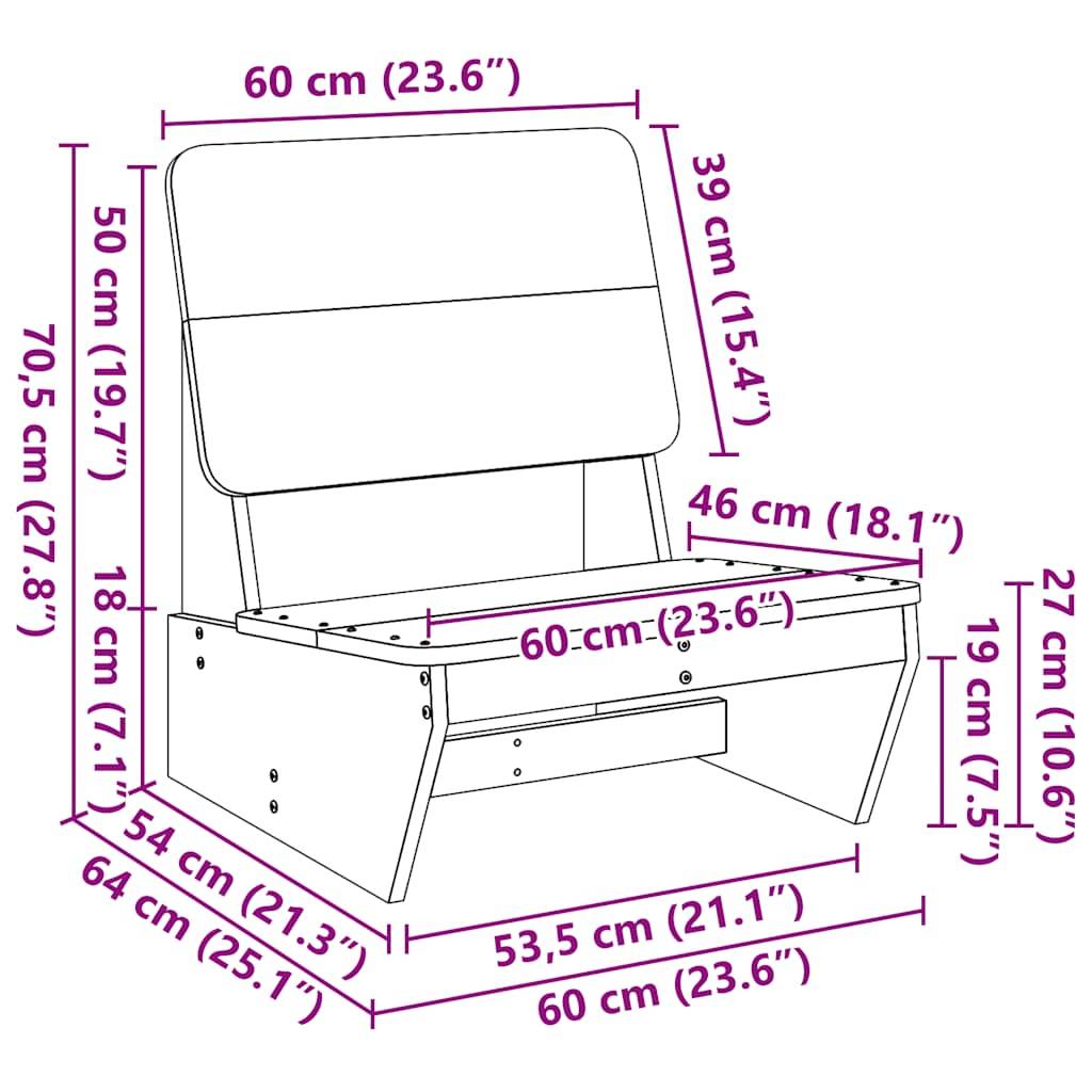 Lot de 2 Chaises de jardin - Chaises d'extérieur - Fauteuils de jardin blanc 60x64x70,5 cm bois massif pin - Image 10