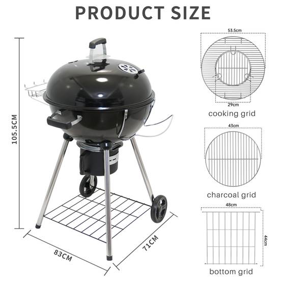 Ronde Barbecue Charbon de Bois 57 cm avec Couvercle, Idéal pour 4 à 12 Personnes - Image 6