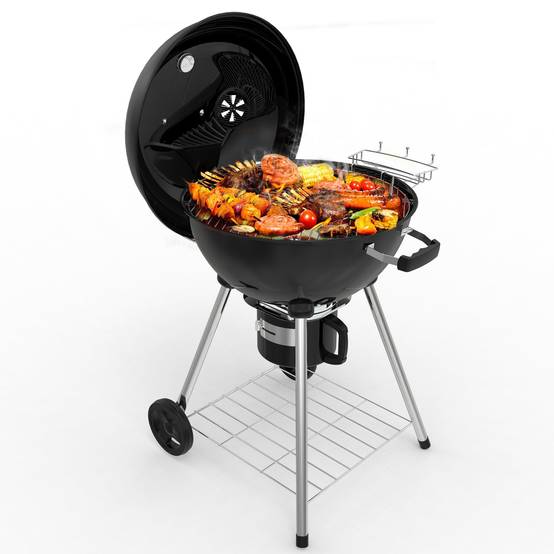 Ronde Barbecue Charbon de Bois 57 cm avec Couvercle, Idéal pour 4 à 12 Personnes - Image 1