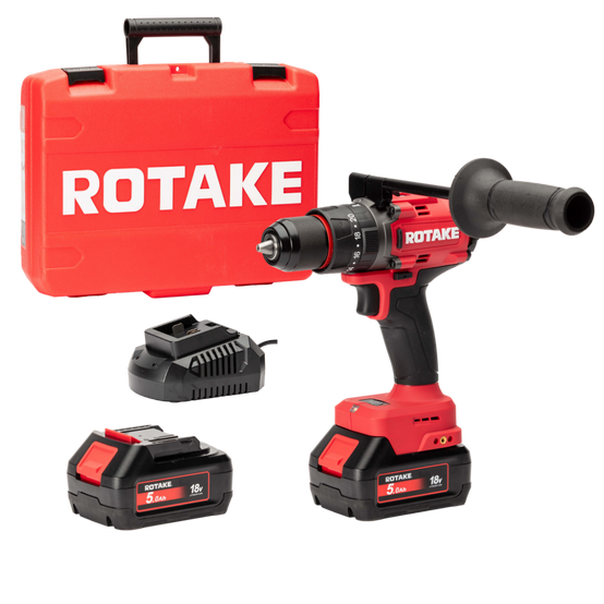 Autre - Perceuse visseuse à percussion 18V 120Nm avec 2 Batteries 18V 5Ah, Chargeur, Coffret - ROTAKE - D2H-50D - Image 1