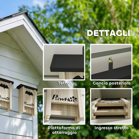 ComfortXL - Lot de 3 nichoirs chauve-souris bois abete extérieur plateforme striée 18x6x23cm - ComfortXL Outdoor Living - Image 8