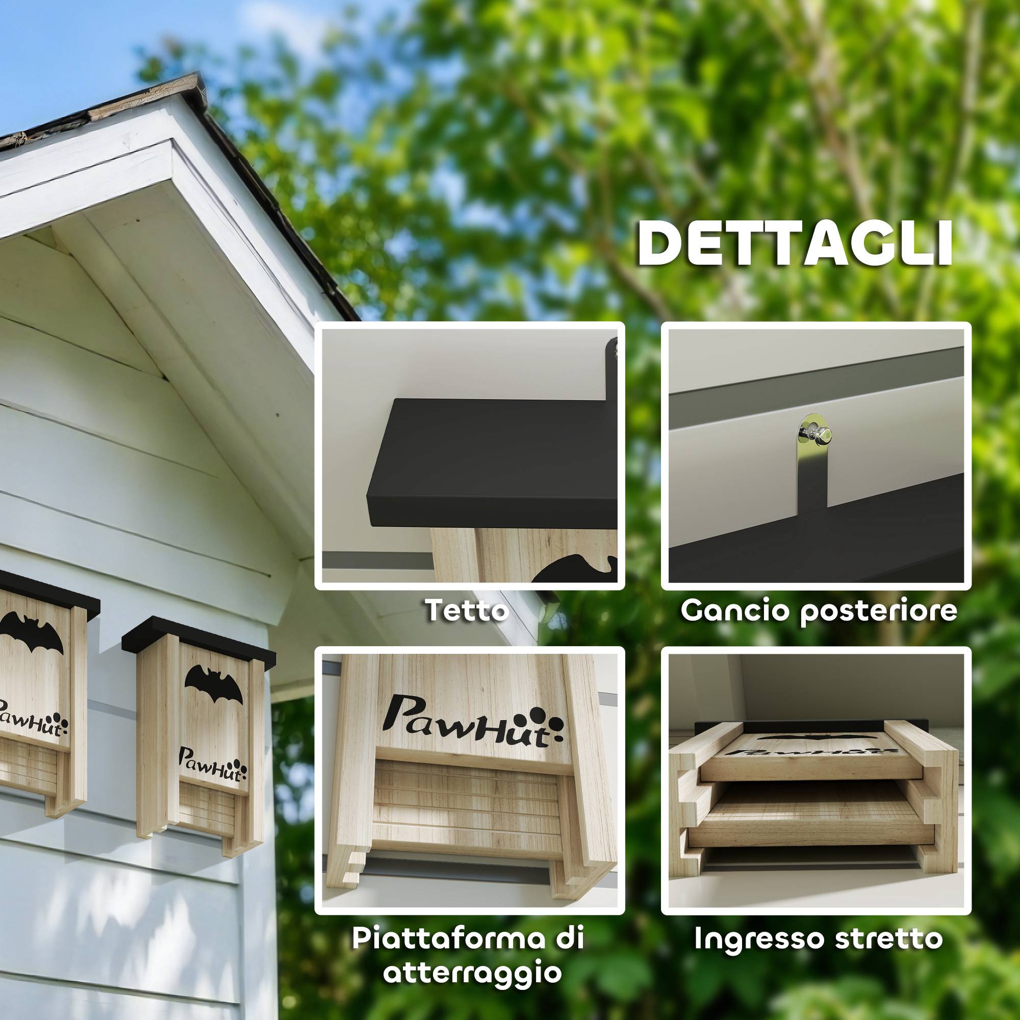 ComfortXL - Lot de 3 nichoirs chauve-souris bois abete extérieur plateforme striée 18x6x23cm - ComfortXL Outdoor Living - Image 8