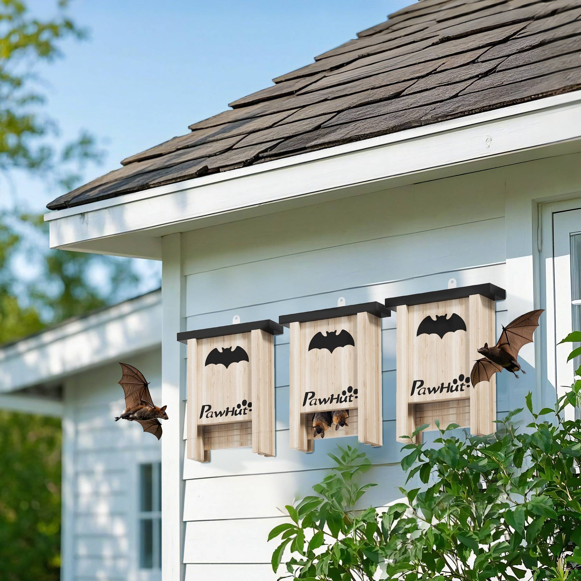 ComfortXL - Lot de 3 nichoirs chauve-souris bois abete extérieur plateforme striée 18x6x23cm - ComfortXL Outdoor Living - Image 3