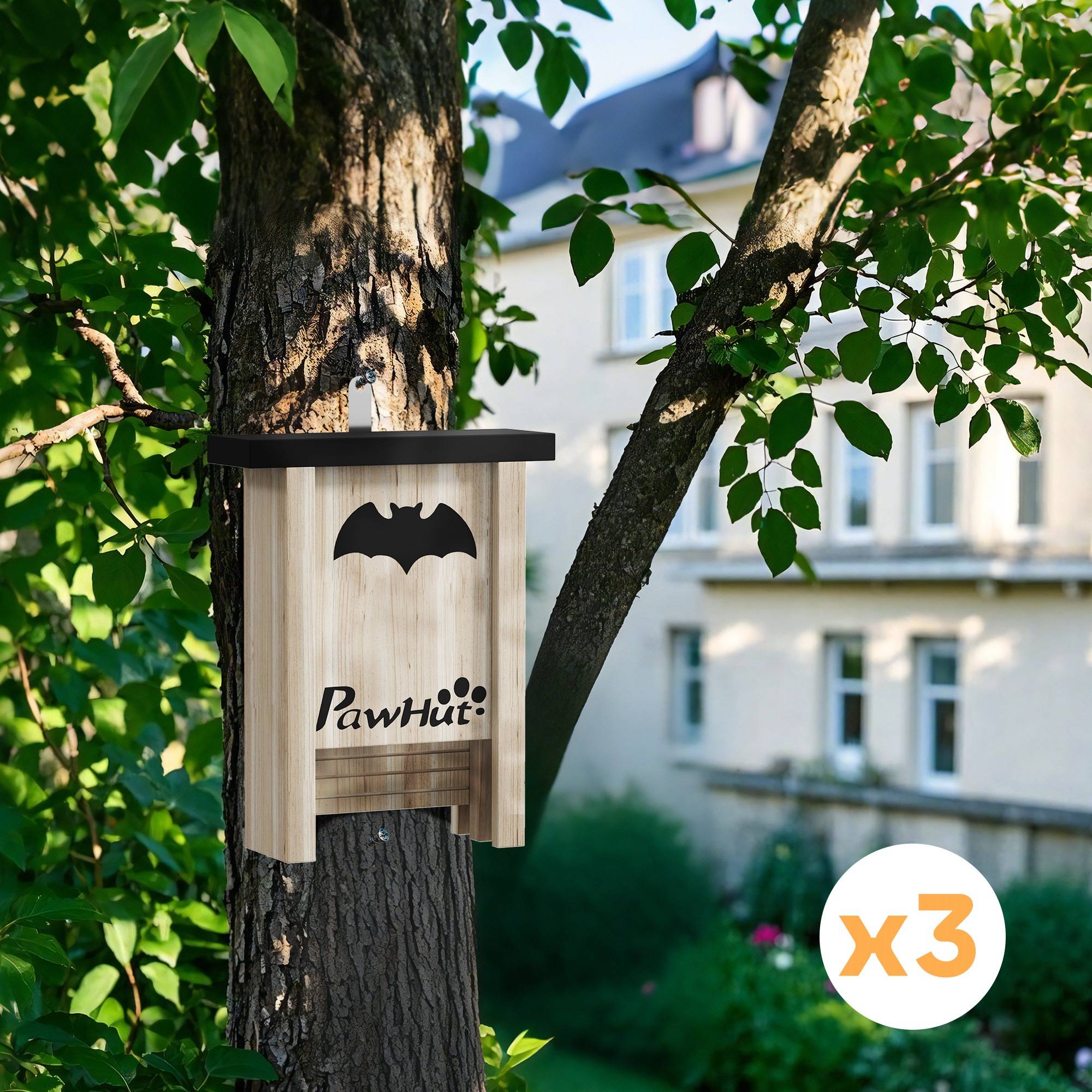 ComfortXL - Lot de 3 nichoirs chauve-souris bois abete extérieur plateforme striée 18x6x23cm - ComfortXL Outdoor Living - Image 4