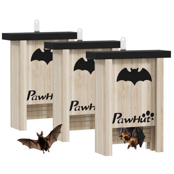 ComfortXL - Lot de 3 nichoirs chauve-souris bois abete extérieur plateforme striée 18x6x23cm - ComfortXL Outdoor Living - Image 1