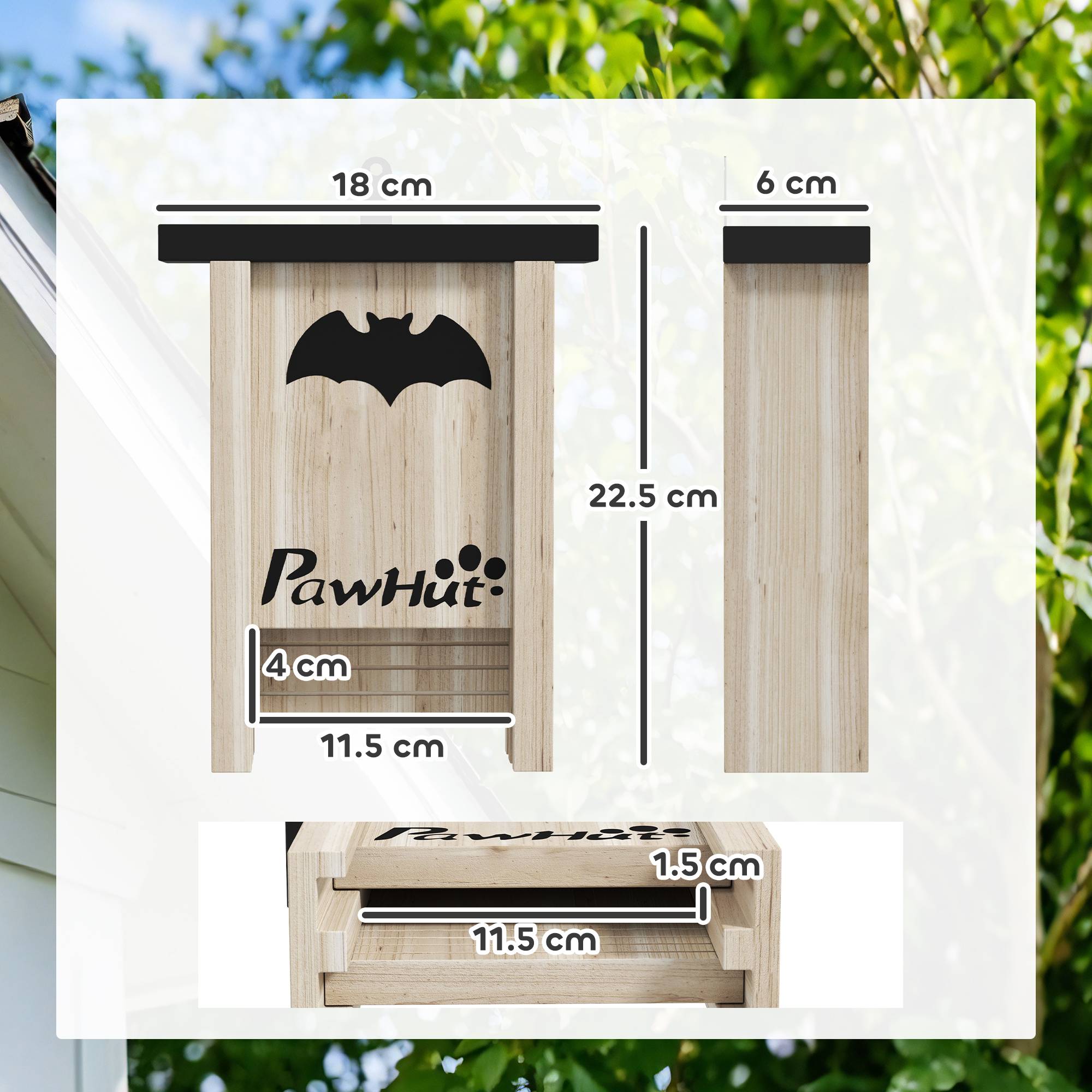 ComfortXL - Lot de 3 nichoirs chauve-souris bois abete extérieur plateforme striée 18x6x23cm - ComfortXL Outdoor Living - Image 5