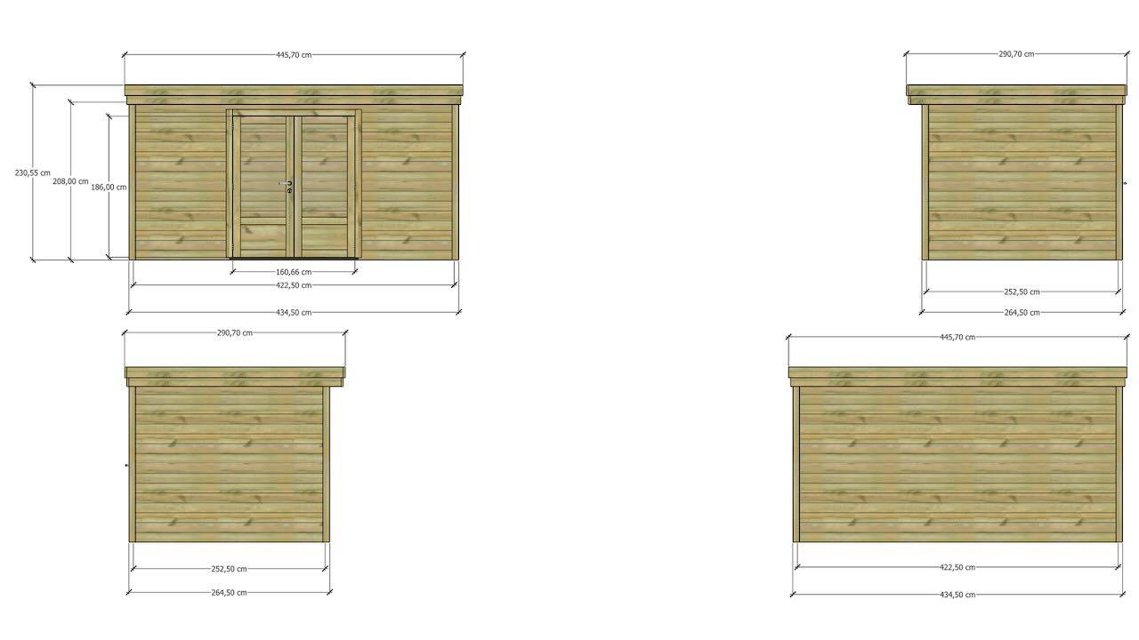 Sans Marque - ABRI DE JARDIN bois  autoclave 27mm - 4,34x2,64m / 11m2 - Bac acier - Abri Français - Imagen 4