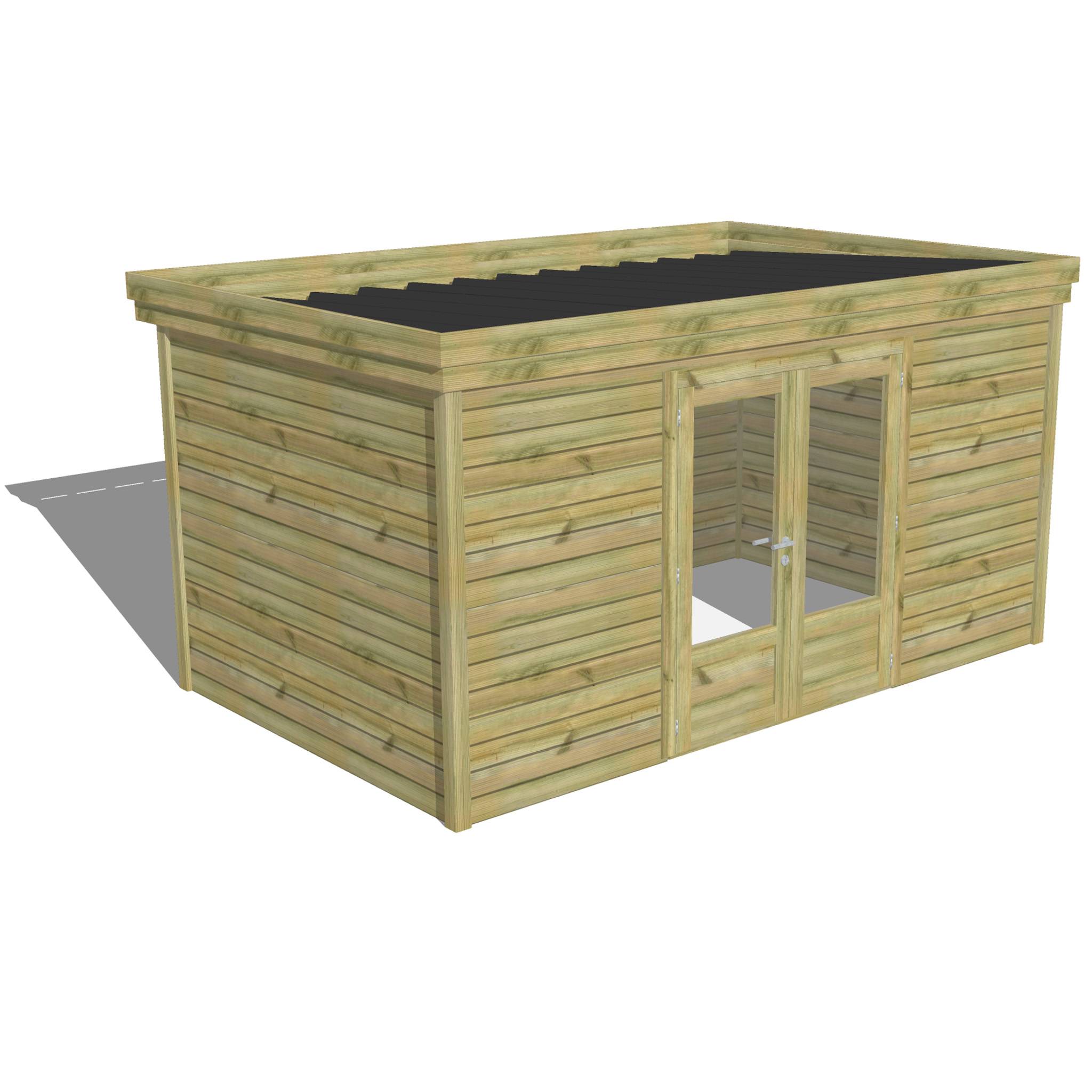 Sans Marque - ABRI DE JARDIN bois autoclave 27mm - 4,34x2,64m / 11m2 - Bac acier - Abri Français - Image 1
