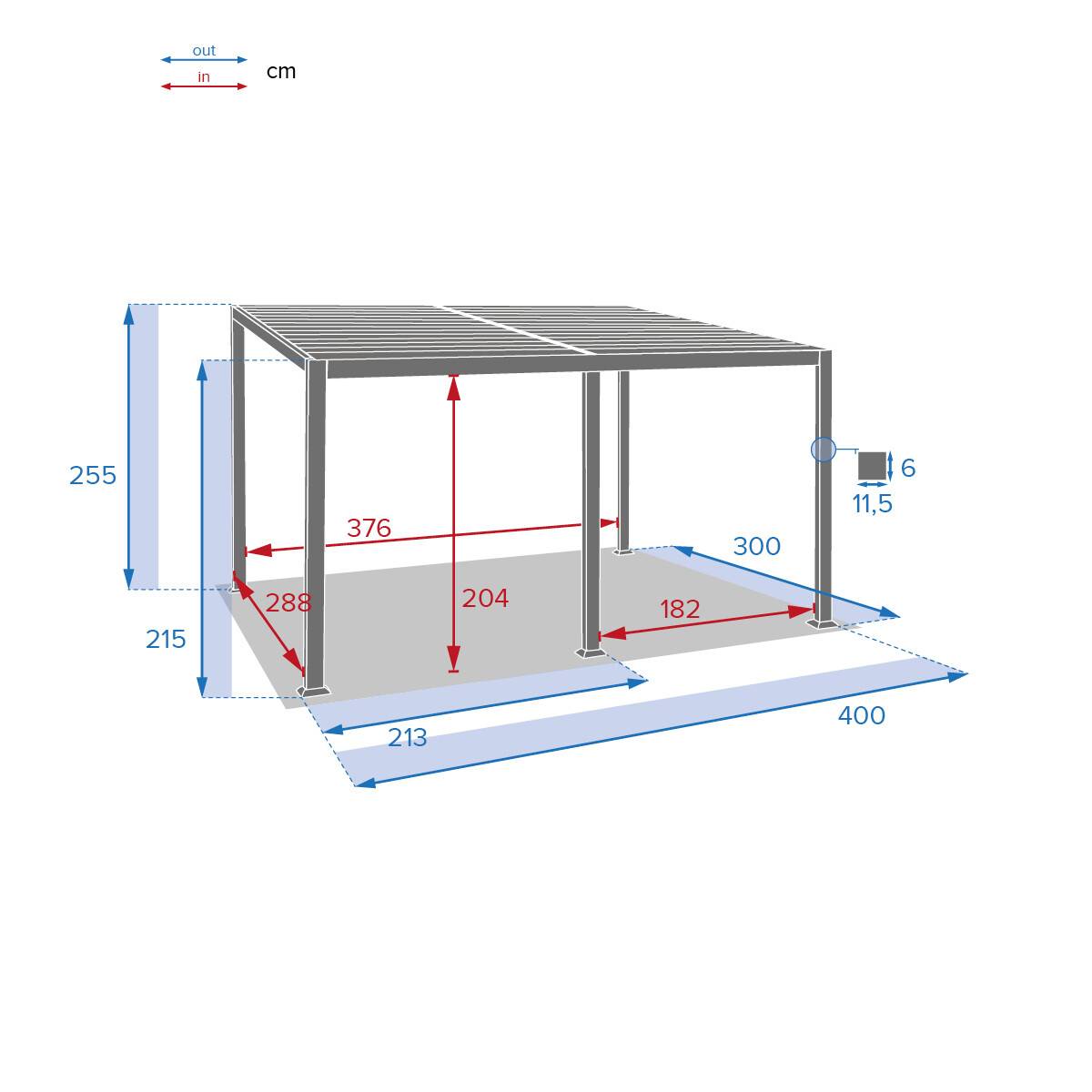 Hesperide - Pergola "Avila" graphite 4x3m en aluminium traité époxy Hespéride - Image 6