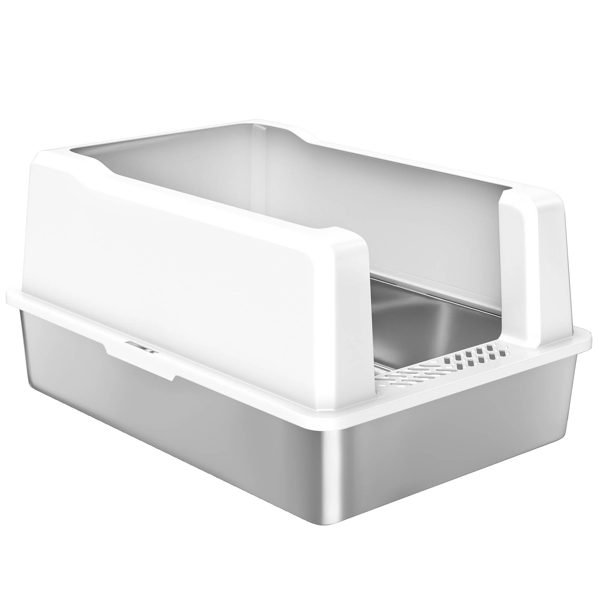 Bac litière chat acier inox ABS bords hauts grande capacité 85L 71x50x35cm blanc - ComfortXL Outdoor Living - Image 2