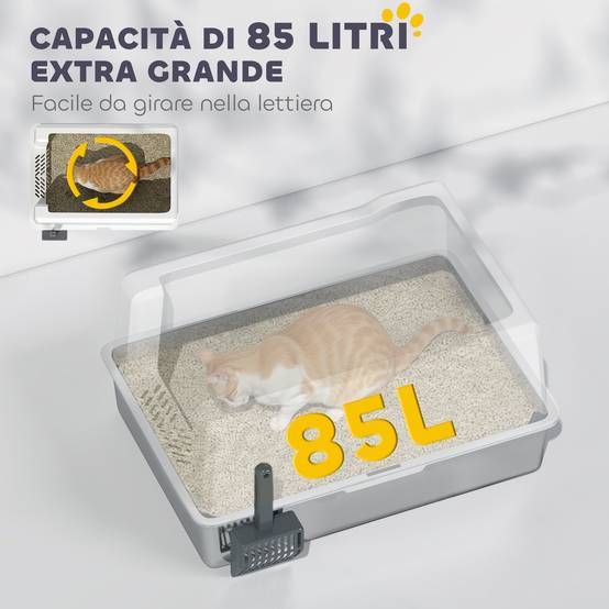 Bac litière chat acier inox ABS bords hauts grande capacité 85L 71x50x35cm blanc - ComfortXL Outdoor Living - Image 8
