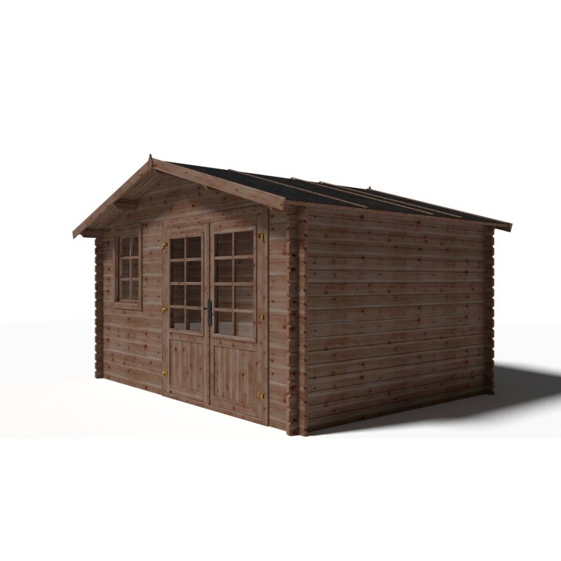 Altanka - Abri de jardin en bois - 11.7m2 - 3.9x3m - Traité - Ep. 34mm - Couleur: marron - DOM562 - ALTANKA - Imagen 7