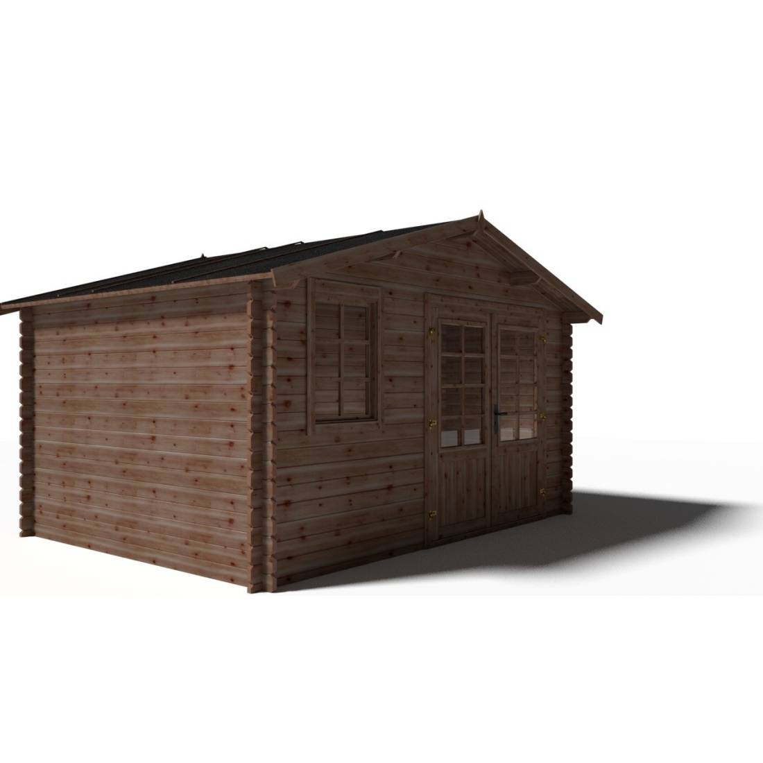 Altanka - Abri de jardin en bois - 11.7m2 - 3.9x3m - Traité - Ep. 34mm - Couleur: marron - DOM562 - ALTANKA - Imagen 6
