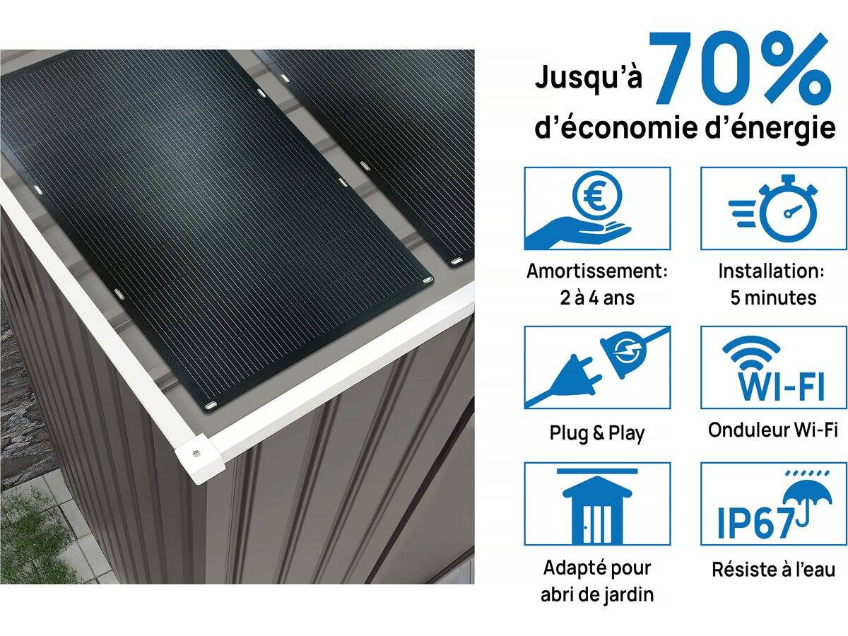 Habitat Et Jardin - Abri Jardin Métal "dallas" -8.84m² Avec Panneaux Solaires - Taupe -habitat Et Jardin - Imagen 3