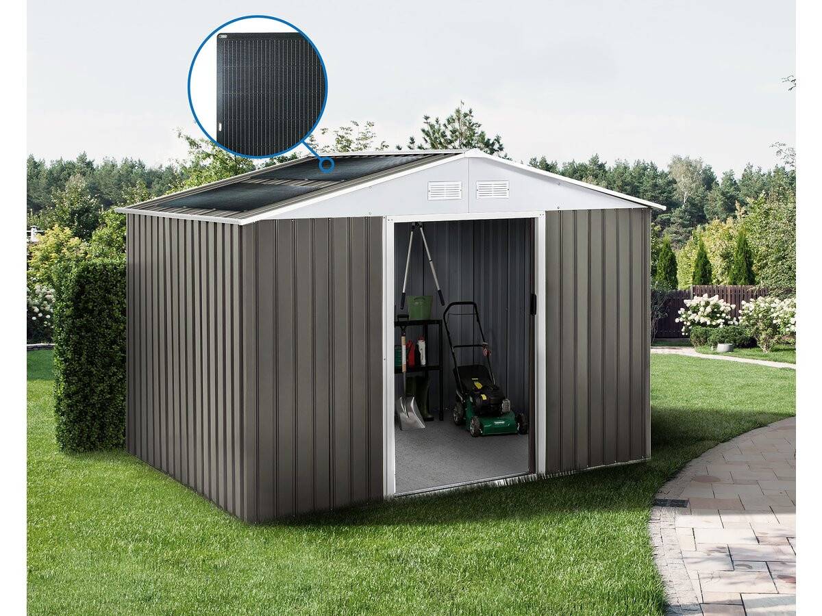 Habitat Et Jardin - Abri Jardin Métal "dallas" -8.84m² Avec Panneaux Solaires - Taupe -habitat Et Jardin - Imagen 2