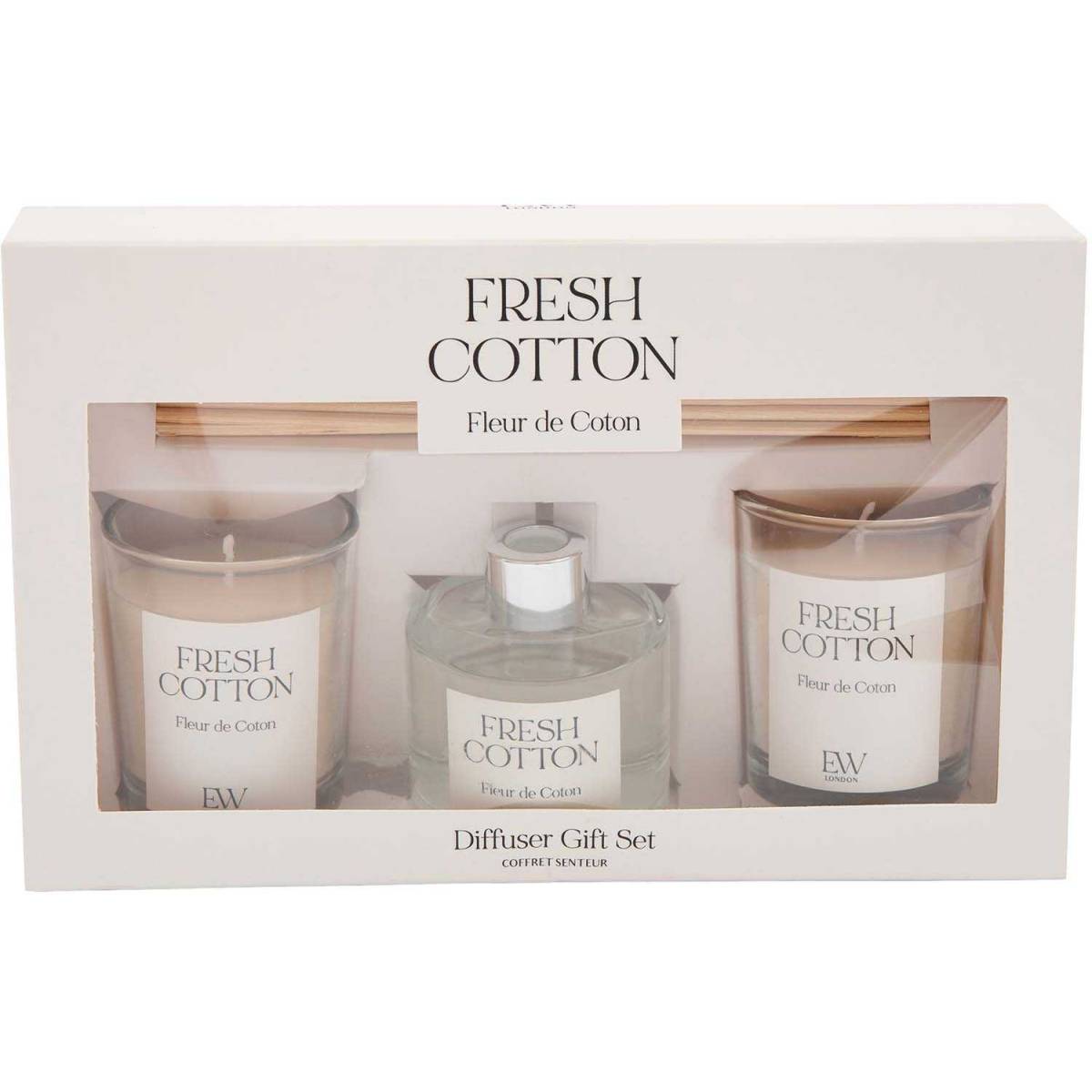 Sil - Coffret 2 bougies parfumée et diffuseur 50ml Senteur coton
