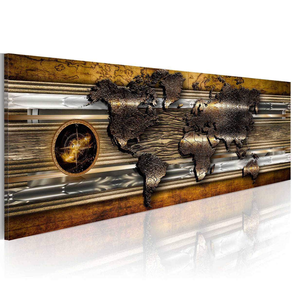 Tableau Imprimé "The Golden Map" 50 x 150 cm - Image 1