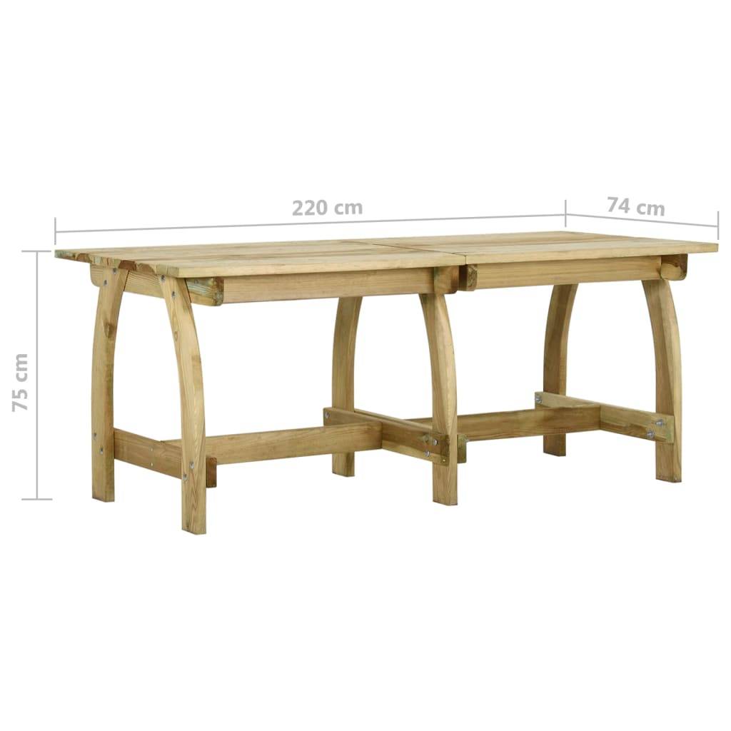 Table de jardin Bois de pin imprégné Vert 220 x 74 x 75 cm - PANGIVO - Image 6