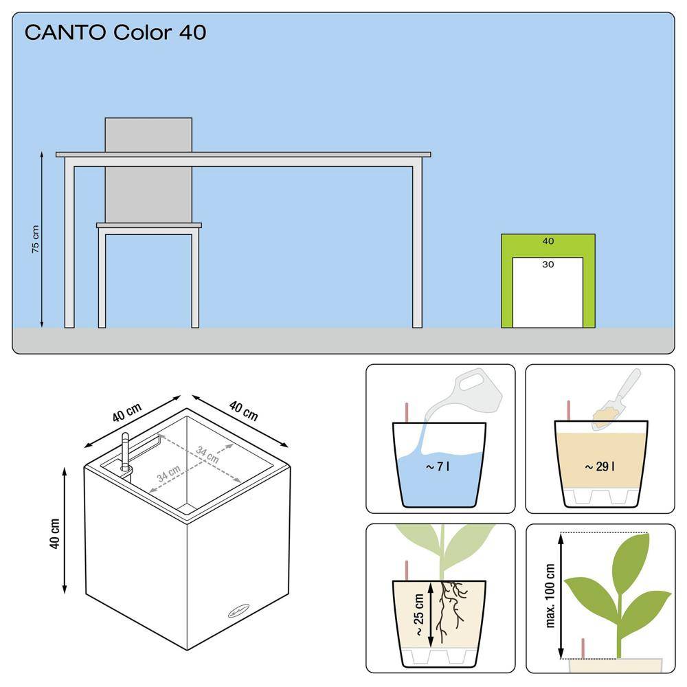Lechuza - Pot Canto Color 40, noir graphite 7 L 40 cm Lechuza - Imagen 4