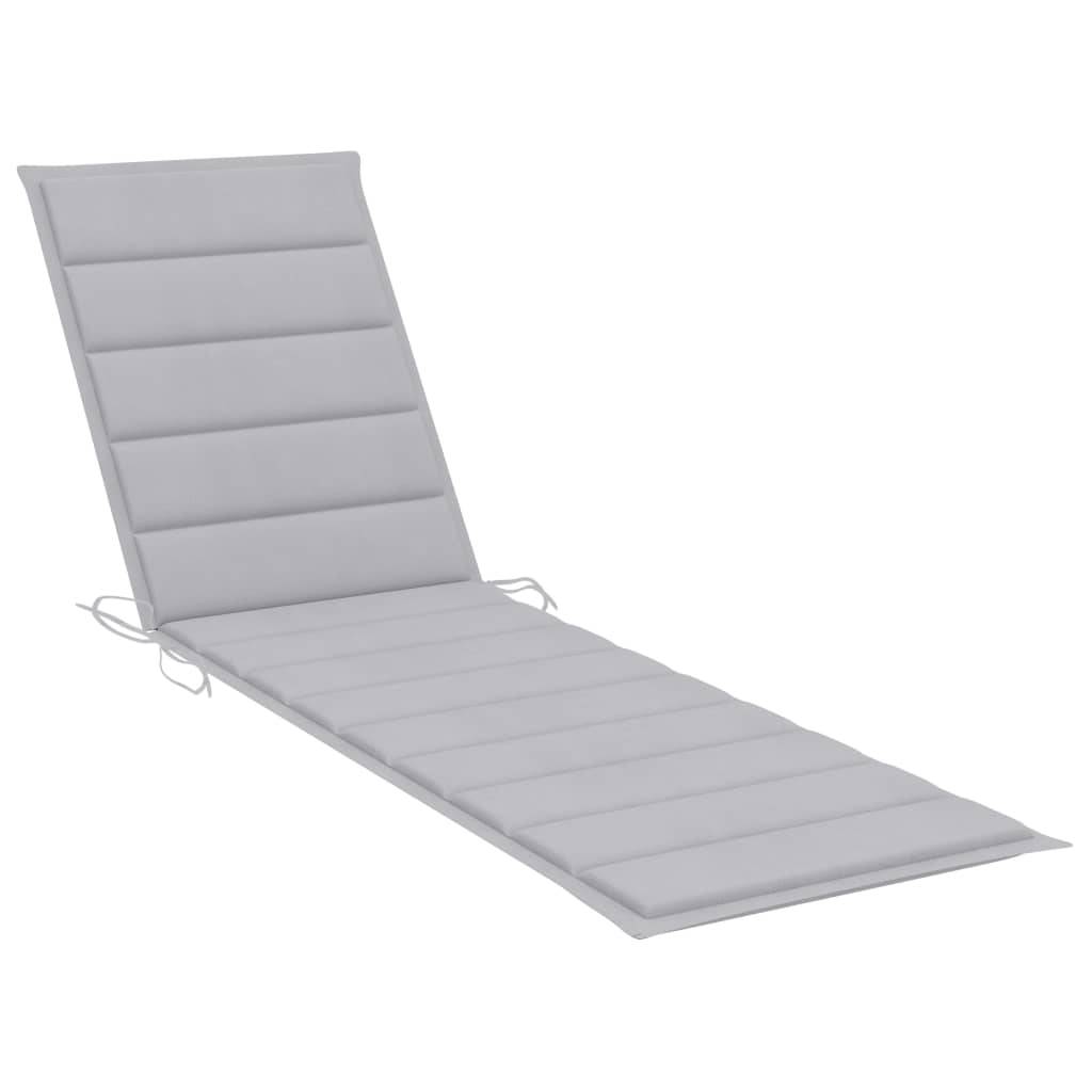 Helloshop26 - Transat chaise longue bain de soleil lit de jardin terrasse meuble d'extérieur avec coussin gris bois de teck solide - Imagen 7