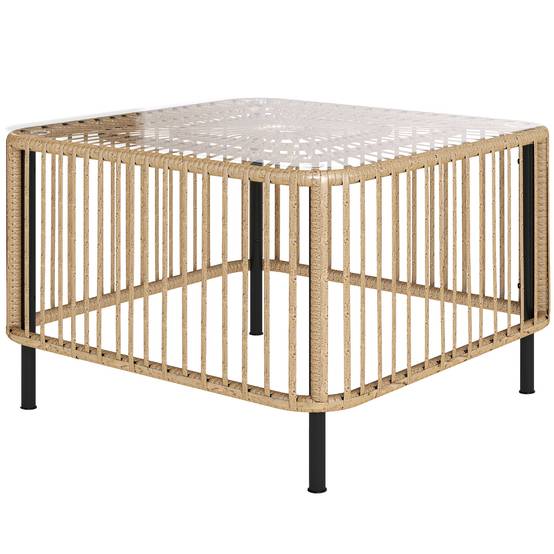 Table basse de jardin résine tressée naturel 65 x 65 x 43 cm - PANGIVO - Image 2