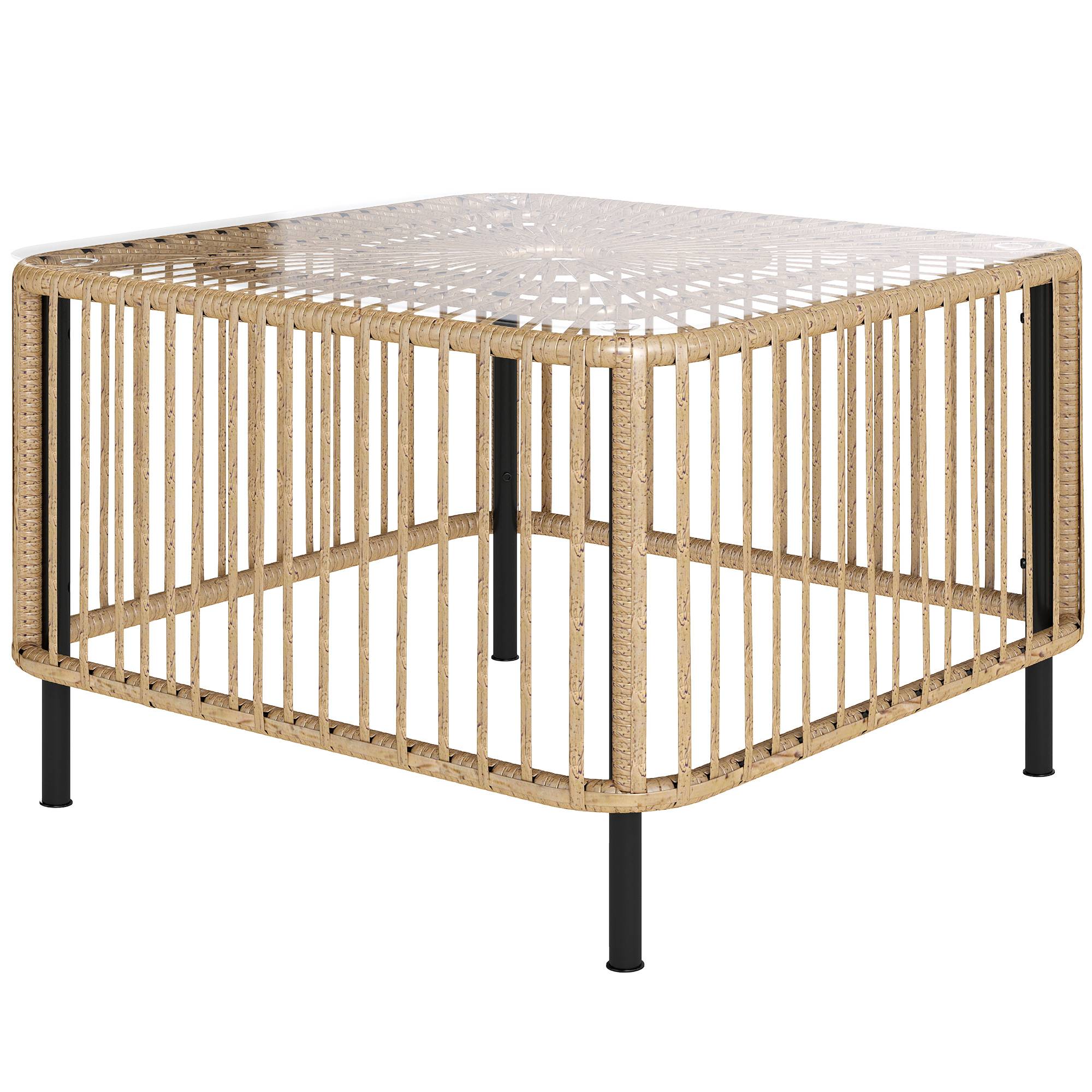 Table basse de jardin résine tressée naturel 65 x 65 x 43 cm - PANGIVO - Image 2