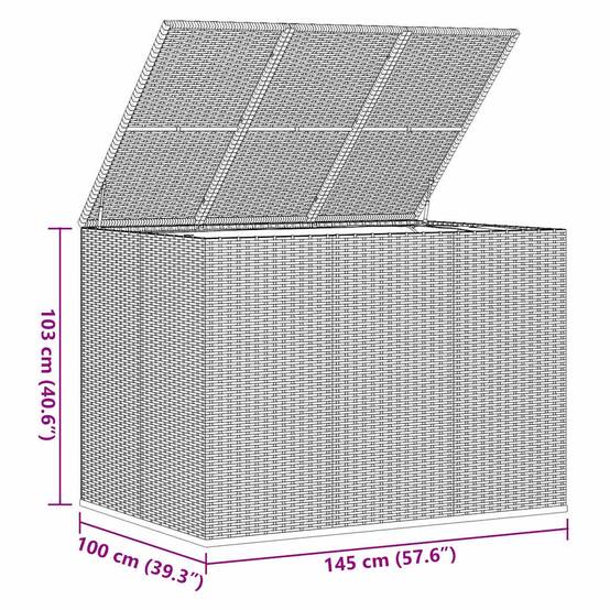 Coffre Rangement Grande Capacité en Résine Tressée Gris pour Jardin 145x100x103 cm – ComfortXL Outdoor Living - Image 9