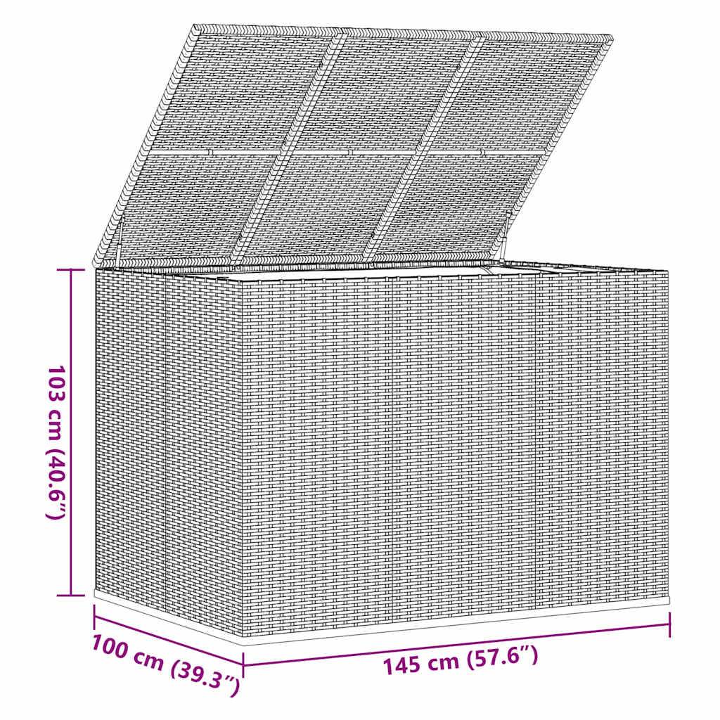 Coffre Rangement Grande Capacité en Résine Tressée Gris pour Jardin 145x100x103 cm – ComfortXL Outdoor Living - Image 9