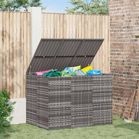 Coffre Rangement Grande Capacité en Résine Tressée Gris pour Jardin 145x100x103 cm – ComfortXL Outdoor Living - Image 1