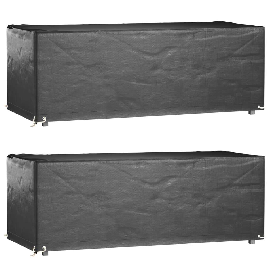 2 pcs Housses salon de jardin - Housses de protection 8œillets 192x82x65cm rectangulaire - Image 1