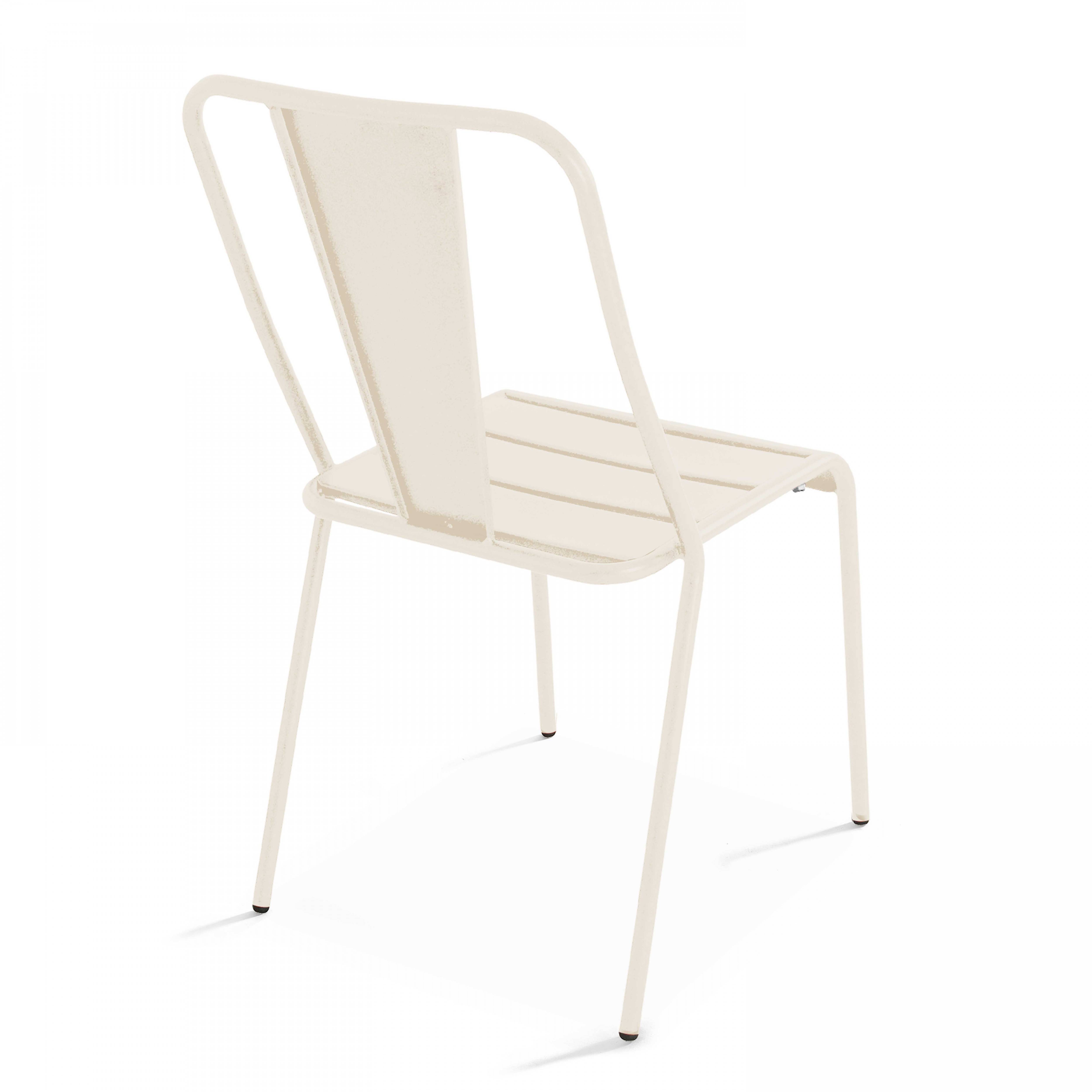 Oviala - Ensemble table ronde et 2 chaises de jardin bistrot en métal ivoire Palavas - Oviala - Imagen 6