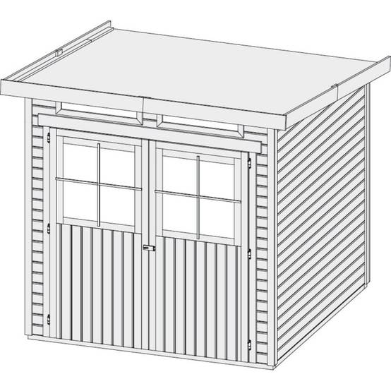 Abri de jardin bois massif gris 19mm 4.62m² toit plat embase autoclave Karibu Glücksburg - Image 5