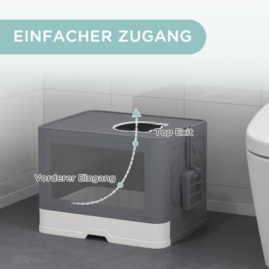 Maison de toilette chat Plastique Pour félins Litière fermée double sortie Gris - ComfortXL Outdoor Living - Image 7