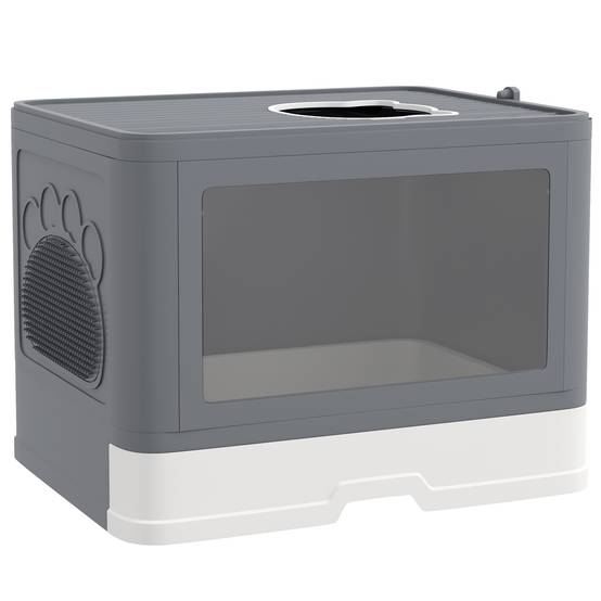 Maison de toilette chat Plastique Pour félins Litière fermée double sortie Gris - ComfortXL Outdoor Living - Image 2