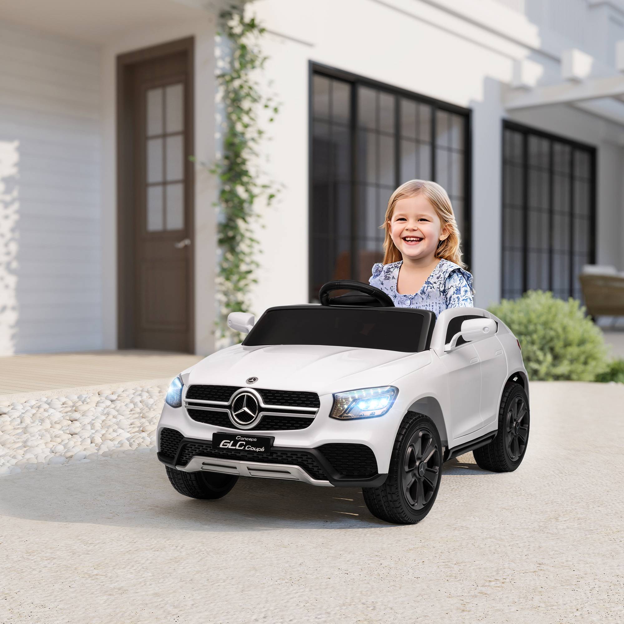 Voiture électrique enfants, véhicule électrique 12V, télécommande 2,4G, 3 vitesses, démarrage lent, 105x68x50cm, blanc - Image 4