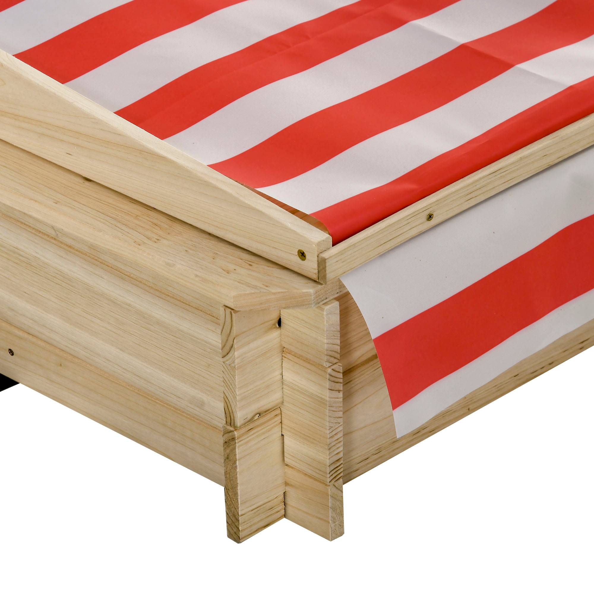 Outsunny - Bac à sable bois carré dim. 1,18L x 1,18l x 1,18H m - hauteur, inclinaison toit réglables, refermable - 2 bacs - bois sapin autoclave - Outsunny - Imagen 6