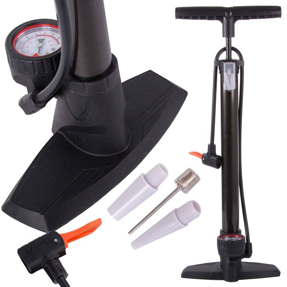 Entrepotbrico - Pompe au sol avec manomètre, embouts de vélo pour pied de voiture - Image 1