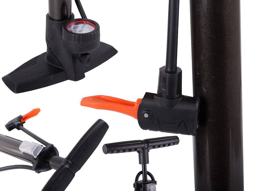 Entrepotbrico - Pompe au sol avec manomètre, embouts de vélo pour pied de voiture - Image 2