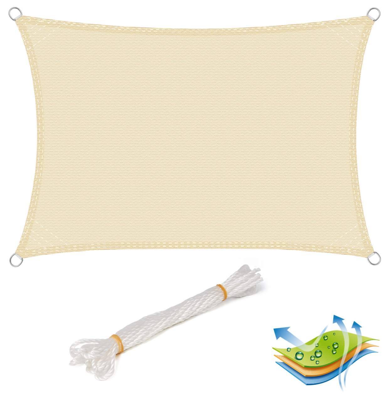Helloshop26 - Voile d'ombrage auvent avec protection UV crème déperlante 2x3 m - Imagen 1