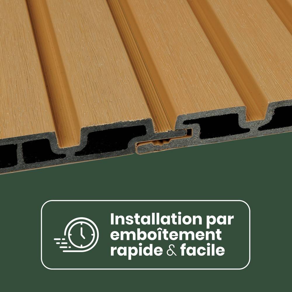 Kit Bardage Composite MEZZO Latte - Superficie : 5m² - Dimension des lames : 220x17,8x2,3 cm - Aspect mat - Image 3