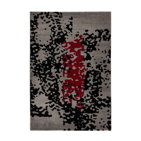 Tapis Tissé Imprimé "Naila" Noir & Rouge 120 x 170 cm - Image 1