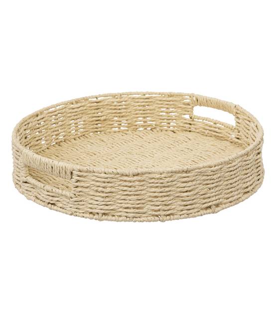 Plateau rond en corde Beige lin D 35 cm - Image 1