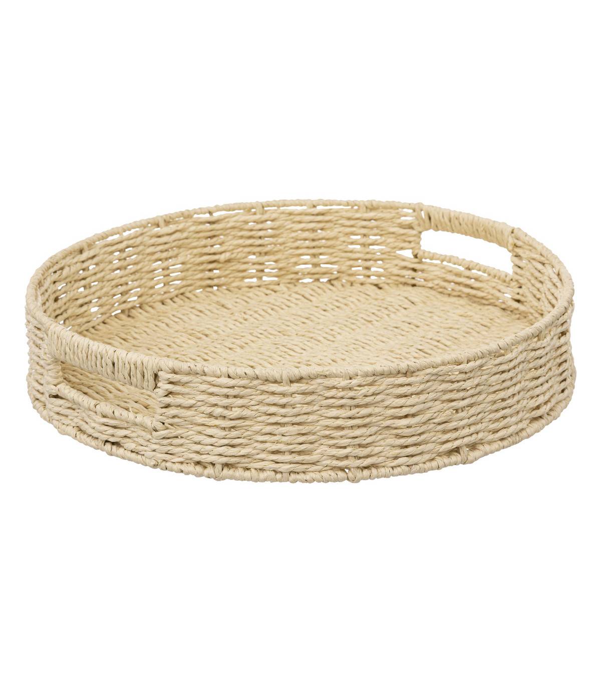 Plateau rond en corde Beige lin D 35 cm - Imagen 1