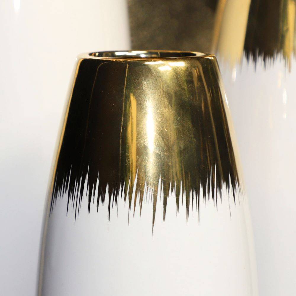 Vase en céramique blanc et doré 12 x 30.5 cm Chemin de campagne - Imagen 4
