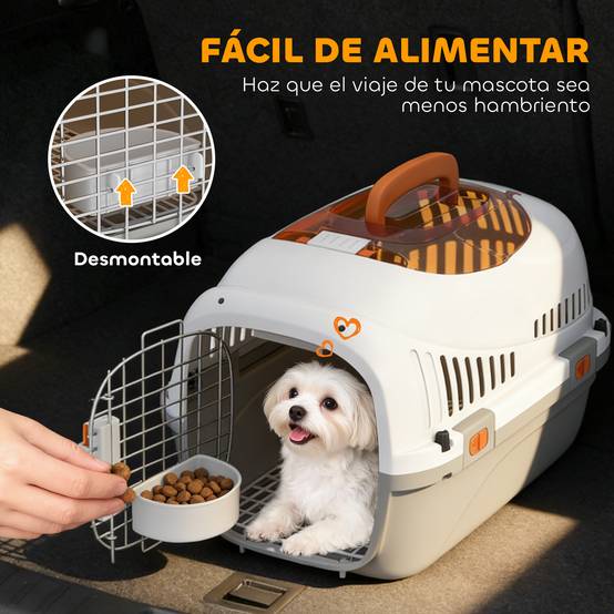 Cage de transport pour chats et petits chiens jusqu'à 4 kg avec puits de lumière et porte en acier gris clair - Image 9