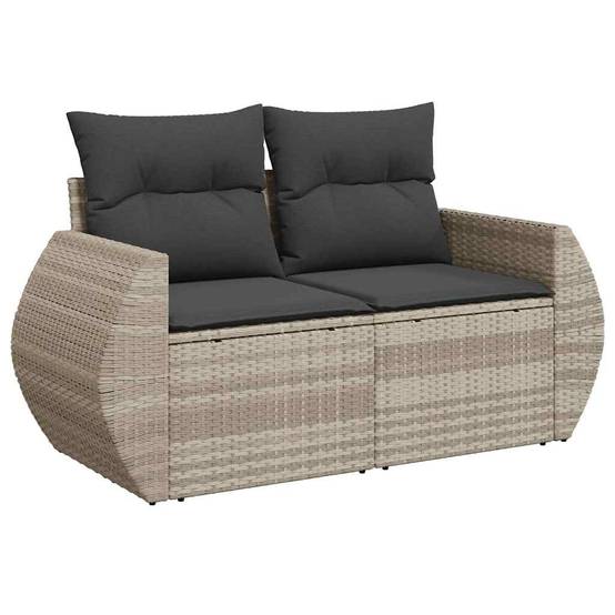 Salon de Jardin Bas 10 Pièces Résine Gris Clair pour 9 Personnes avec Table et Coussins Gris – ComfortXL Outdoor Living - Image 3