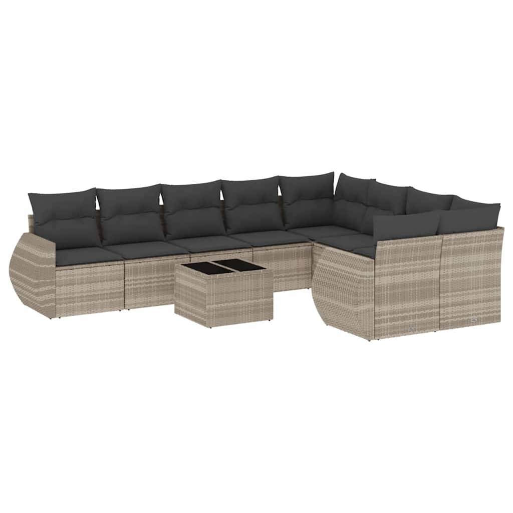 Salon de Jardin Bas 10 Pièces Résine Gris Clair pour 9 Personnes avec Table et Coussins Gris – ComfortXL Outdoor Living - Image 2