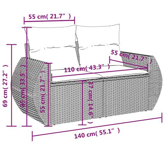 Salon de Jardin Bas 10 Pièces Résine Gris Clair pour 9 Personnes avec Table et Coussins Gris – ComfortXL Outdoor Living - Image 8